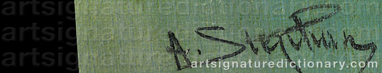 Authentic signature by A. STEPHAN on  artwork
