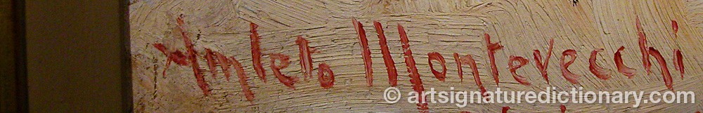 Authentic signature by Amleto MONTEVECCHI on  artwork