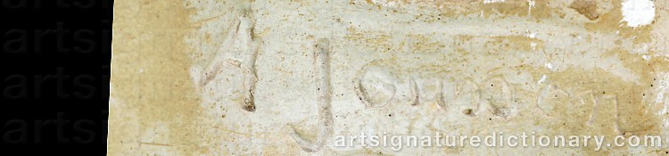 Authentic signature by Adolf JONSSON on  artwork