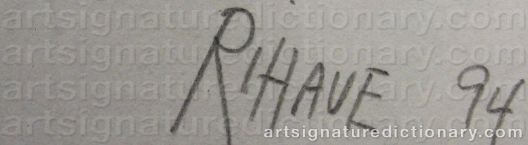 Authentic signature by Bjarne RIHAVE on  artwork