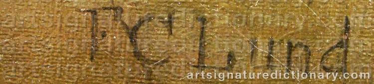 Authentic signature by Frederick Christian LUND on  artwork