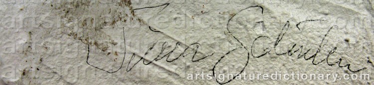 Authentic signature by Tina SCHÜLER on  artwork
