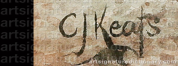 Authentic signature by C. J. KEATS on artwork