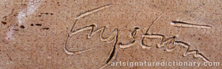 Authentic signature by Rolf ENGSTRÖM on Ceramic/Glass artwork