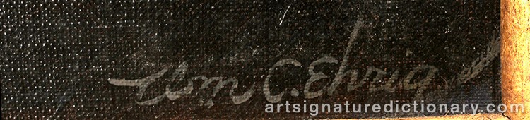 Authentic signature by William Columbus EHRIG on Painting/Watercolour artwork