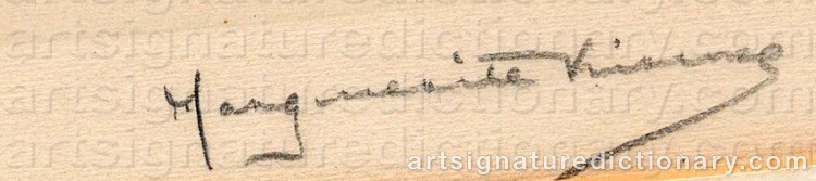 Authentic signature by Marguerite KIRMSE on Drawing/Graphic/Print artwork