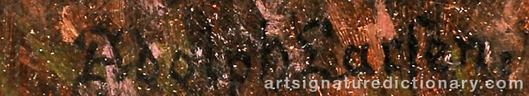 Authentic signature by Adolph LARSEN on  artwork