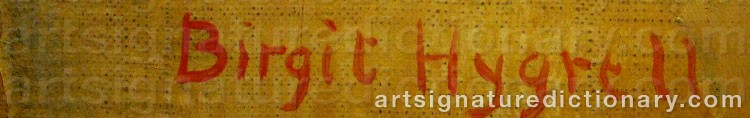 Authentic signature by Birgit HYGRELL on Painting/Watercolour artwork