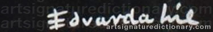 Authentic signature by Edvarda LIE on  artwork
