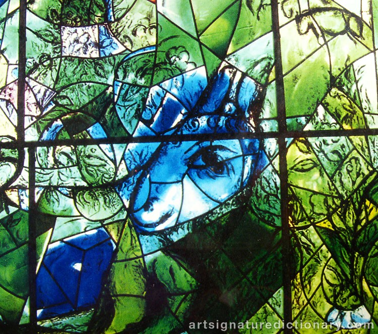 Close-up details showing Marc CHAGALL signature forgery characteristics