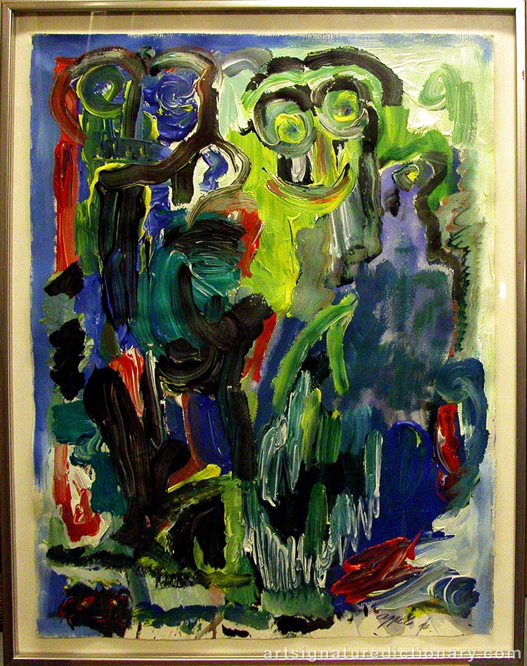 Close-up details showing Karel APPEL signature forgery characteristics