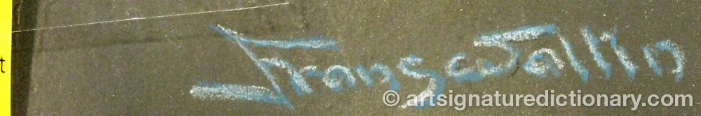 Authentic signature by Frants August WALLIN on  artwork