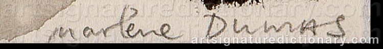 Authentic signature by Marlene DUMAS on artwork