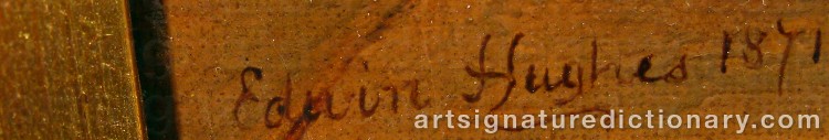 Authentic signature by Edwin HUGHES on  artwork