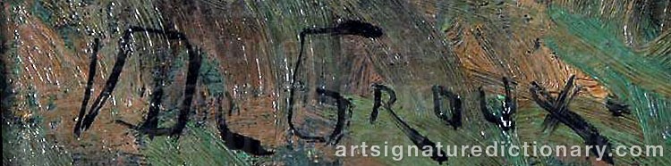 Authentic signature by Victor De GROUX on  artwork