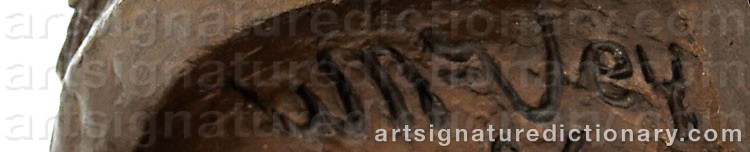 Authentic signature by William Mozart MCVEY on Sculpture artwork