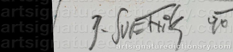 Authentic signature by Berndt SVETNIK on  artwork