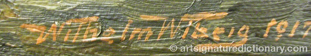 Authentic signature by Wilhelm WIBERG on artwork