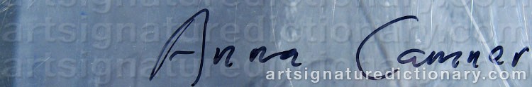 Authentic signature by Anna CAMNER on  artwork