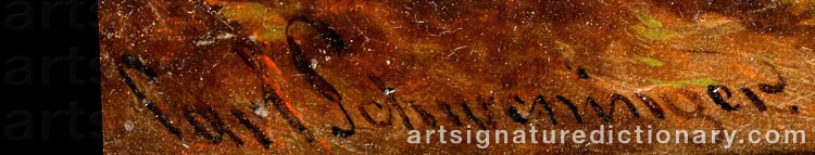 Authentic signature by Karl The Younger SCHWENINGER on  artwork