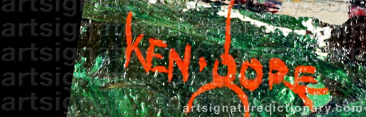 Authentic signature by Ken GORE on  artwork