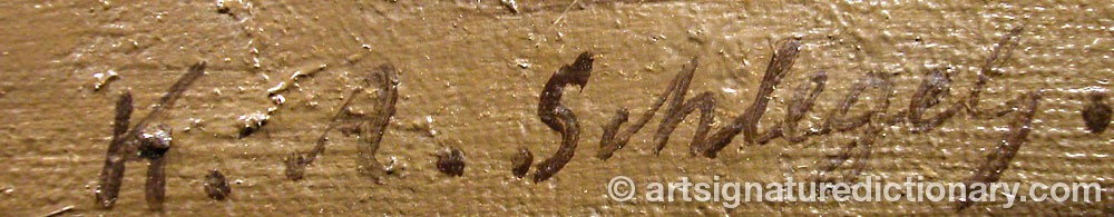 Authentic signature by Karl A. SCHLEGEL on  artwork