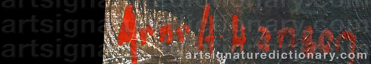 Authentic signature by Arne A. HANSEN on  artwork