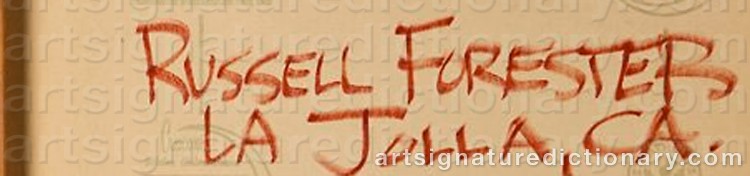 Authentic signature by Russell FORESTER on Drawing/Graphic/Print artwork