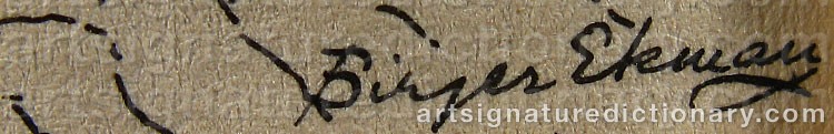 Authentic signature by Birger EKMAN on  artwork