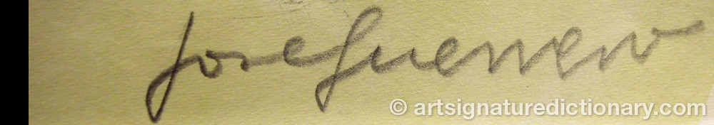 Authentic signature by José GUERRERO on  artwork