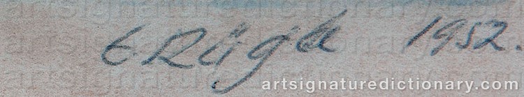 Authentic signature by Eduard RÜGA on Drawing/Graphic/Print artwork