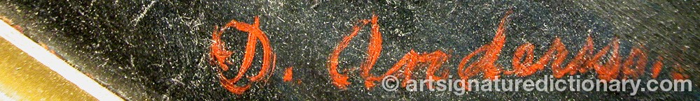 Authentic signature by D ANDERSSON on  artwork