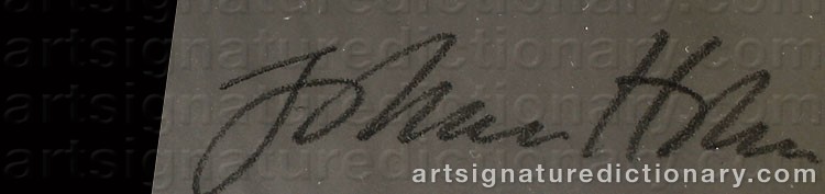 Authentic signature by Johan HOLM on  artwork