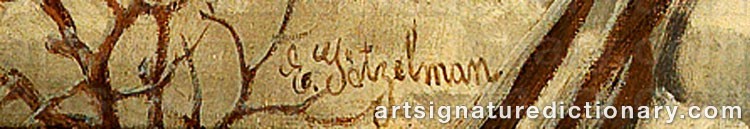 Authentic signature by Eduard GÖTZELMANN on  artwork