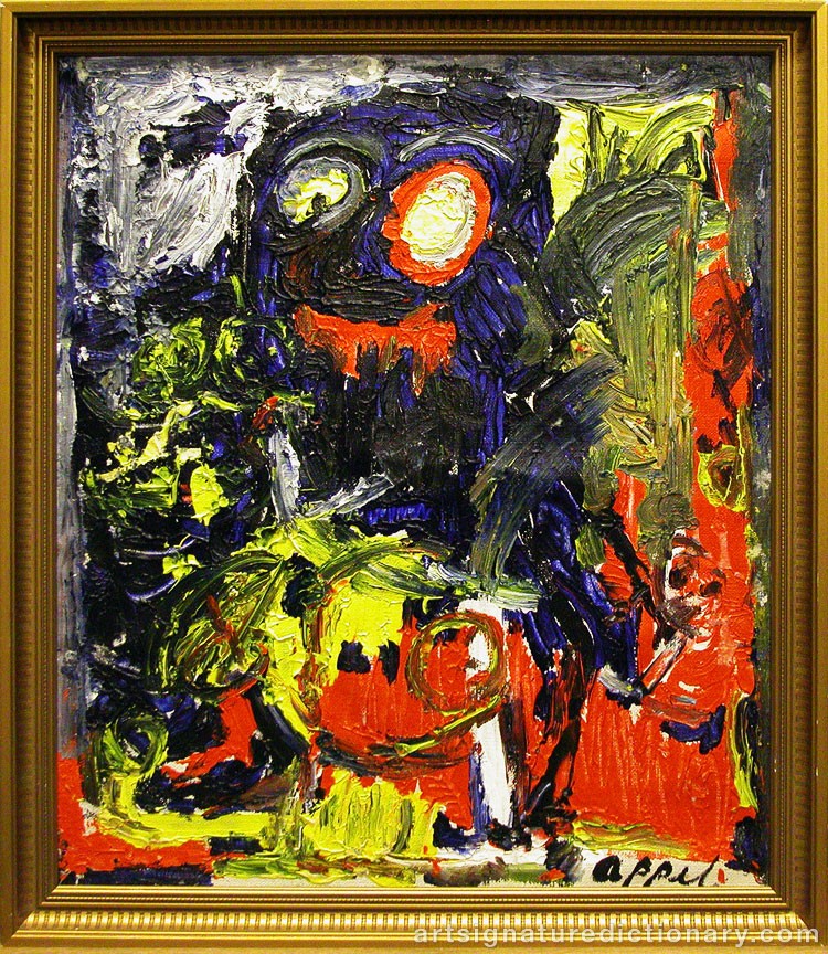 Close-up details showing Karel APPEL signature forgery characteristics