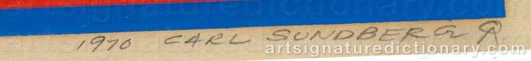 Authentic signature by Carl SUNDBERG on Drawing/Graphic/Print artwork