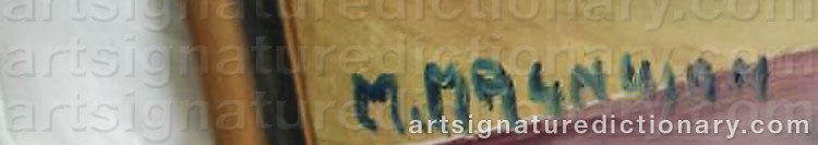 Authentic signature by M. MAGNUSON on  artwork