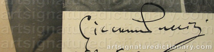 Authentic signature by Giacomo PUCCINI on  artwork