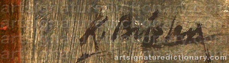 Authentic signature by Robert BRISLEY on  artwork