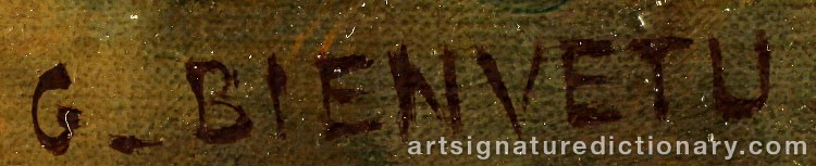 Authentic signature by Gustave BIENVETU on  artwork
