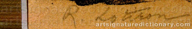 Authentic signature by Robert LOTIRON on  artwork