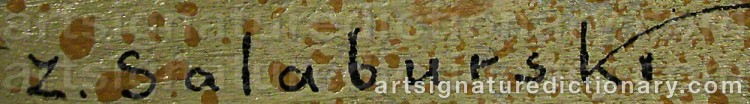 Authentic signature by Zdzislaw SALABURSKI on  artwork