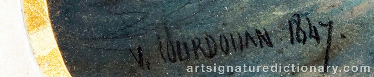 Authentic signature by Vincent Joseph François COURDOUAN on  artwork