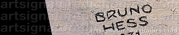 Authentic signature by Bruno HESS on  artwork