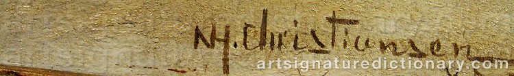Authentic signature by Nils Hans CHRISTIANSEN on artwork