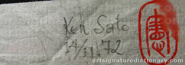 Authentic signature by Ken SATO on  artwork