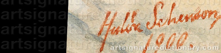 Authentic signature by Hulda SCHENSON on  artwork