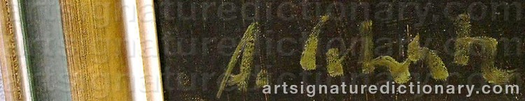 Authentic signature by Arnold SCHATZ on  artwork