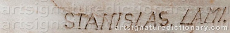 Authentic signature by Stanislas LAMI on artwork