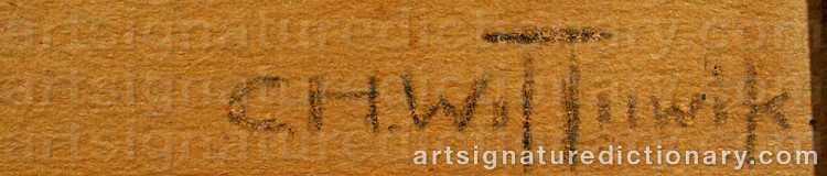 Authentic signature by Carl Herman WETTERWIK on artwork